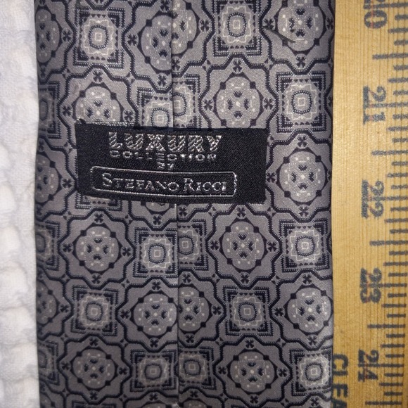 Stefano Ricci Other - Stefano Ricci Luxury Collection Silk Tie Extra Long Gray Black  64"L 3.5" Italy